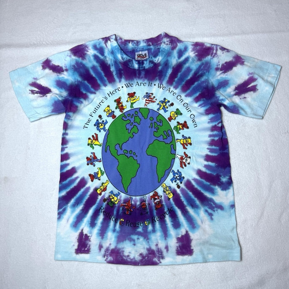 Anvil 1992 Grateful Dead Reduce Reuse Recycle Kids Tee Shirt Medium Tie Dye